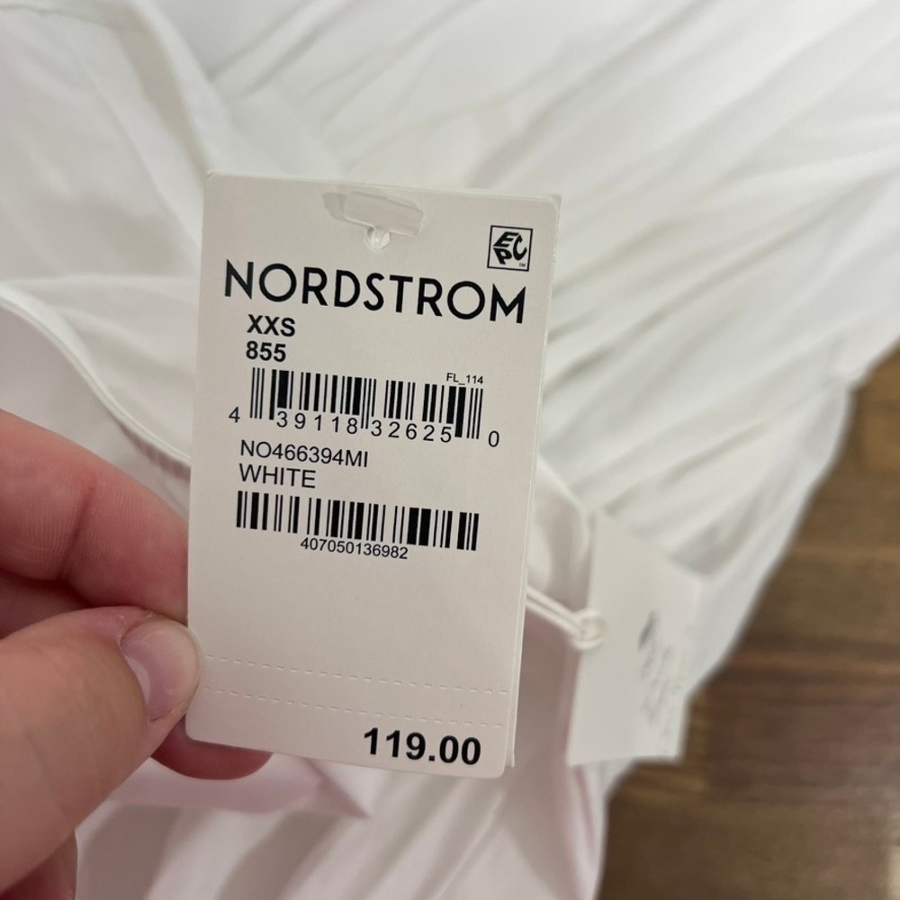 Nordstrom Womens White Midi Dress XXS NWT $119 Cotton Sleeveless Bride Aline - Picture 5 of 7